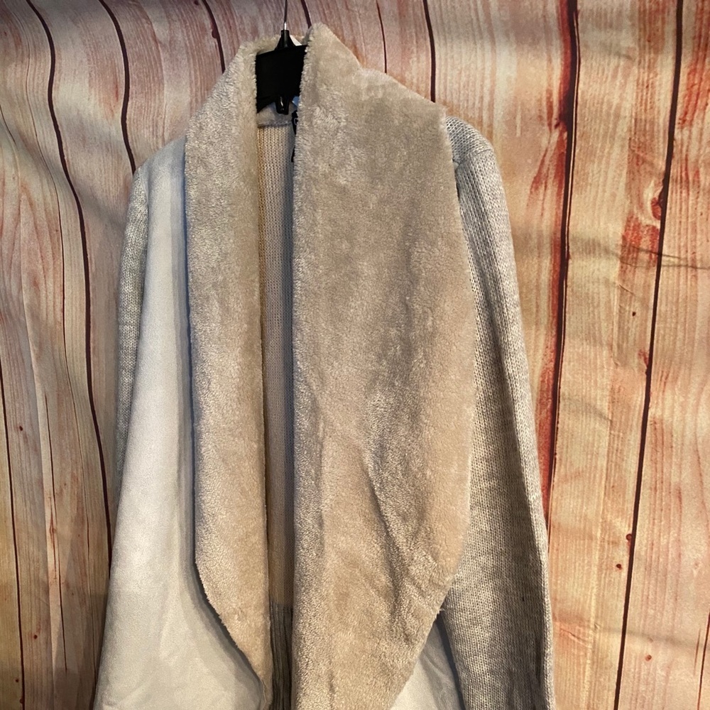 Ceny faux fur shawl collar cardigan